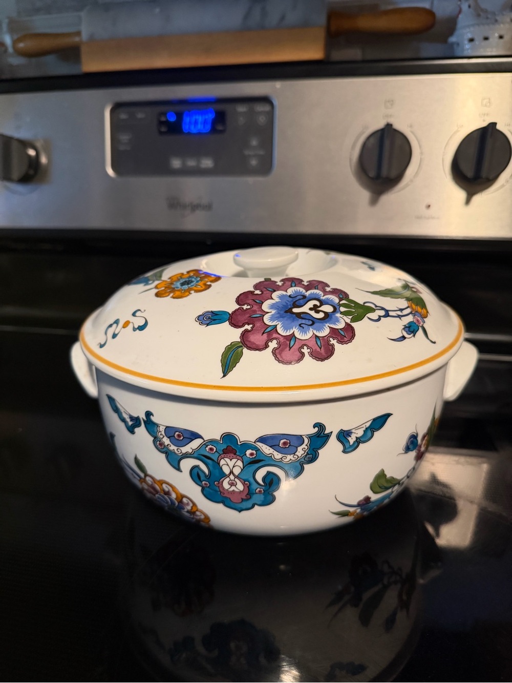 Vintage Floral Covered Casserole dish